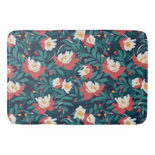 Tapis De Bain Floral rouge et blanc