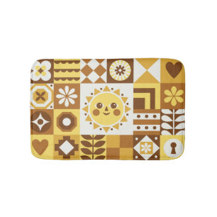 Tapis De Bain Floral scandinave : Carte Vintage Abstraite.
