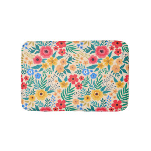 Tapis De Bain Floral vintage, Petites Fleurs Colorées.