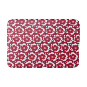 Tapis De Bain Floral vintage rouge et blanc Dianthus Barbatus