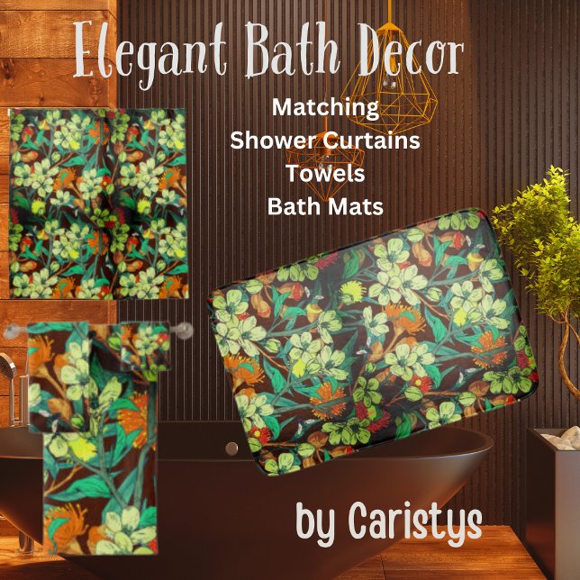 Tapis De Bain Flore Brown, Rouille, Turquoise (Créateur téléchargé)