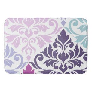 Tapis De Bain Flourdissant Damask Art I Purples Pink Blues Blanc