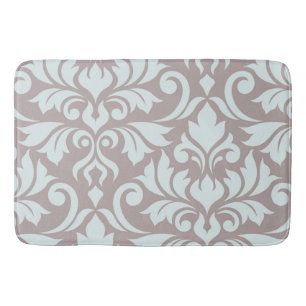 Tapis De Bain Flourissant Damask Art I Duck Egg Blue sur Taupe