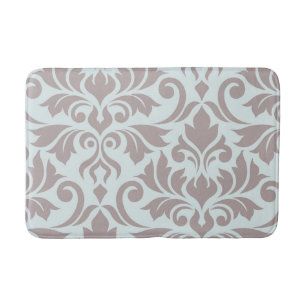Tapis De Bain Flourissant Damask Art I Taupe sur Canard Oeuf Ble