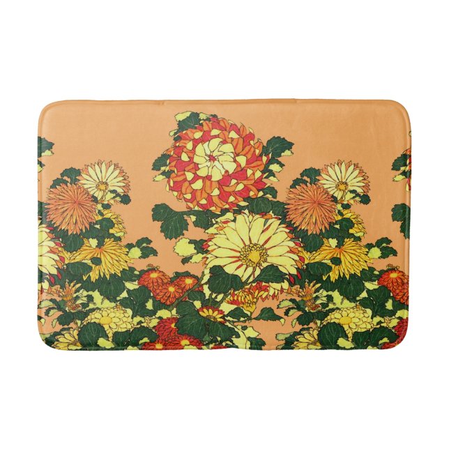 Tapis De Bain Flower Border, mandarin orange et or (Devant)
