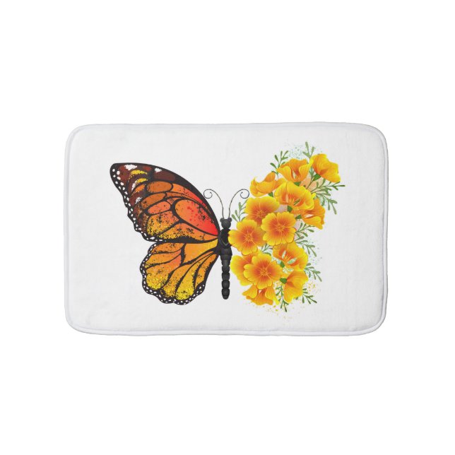 Tapis De Bain Flower Butterfly with Yellow California Poppy (Devant)