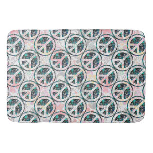 Tapis De Bain Flower Power Paix signe III + votre backgr. & idée
