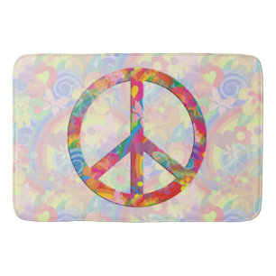 Tapis De Bain Flower Power signe de paix I + votre backgr. & idé