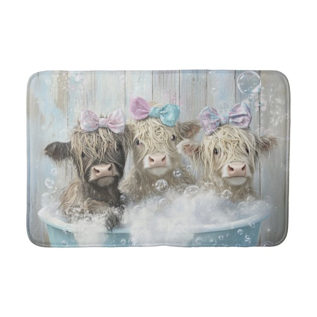 Tapis De Bain Fluffy Highland Calves Bubble Bain Farmhouse Scène (Devant)