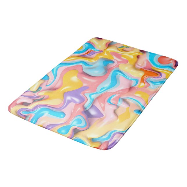 Tapis De Bain Fluide Abstrait en Plastique Pastel (Angle)