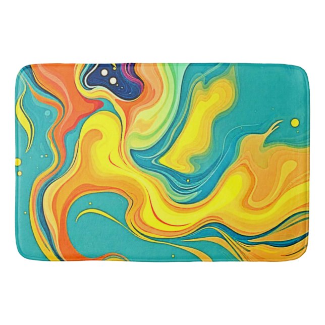 Tapis De Bain Fluidité de la Joie : Vagues Abstraites (Devant)