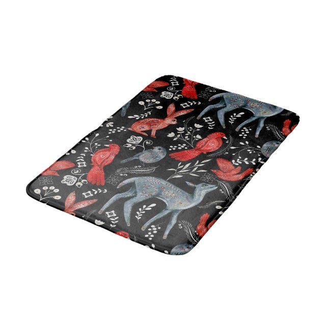 Tapis De Bain Folk-art style floral  pattern designs (Angle)