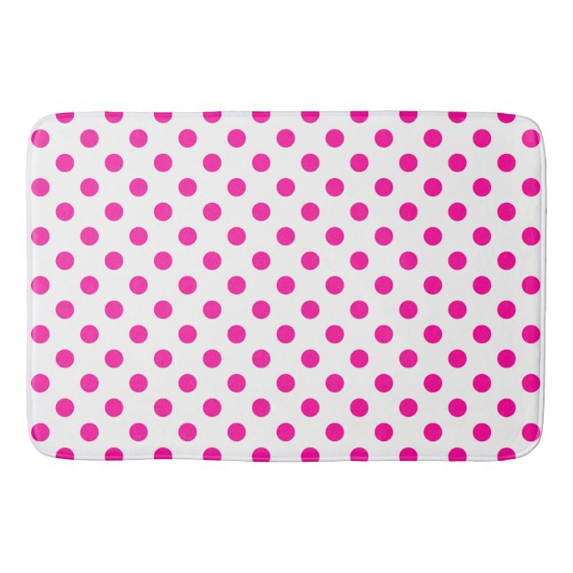 Tapis De Bain Fond blanc pois roses (Devant)