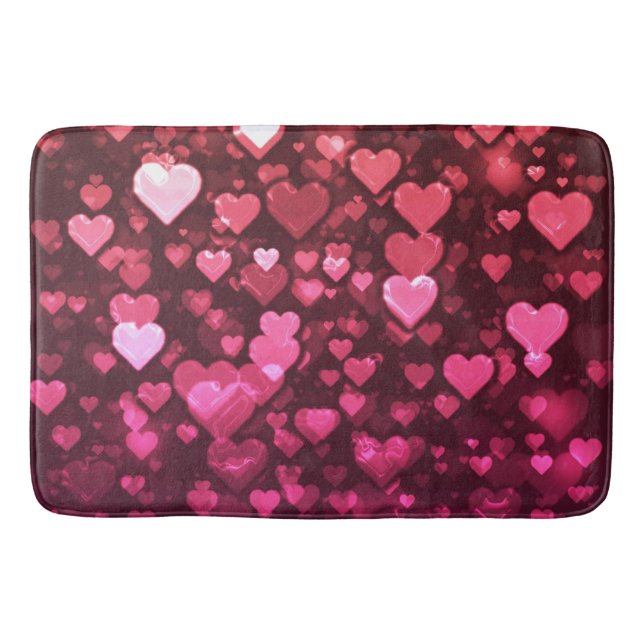Tapis De Bain Fond numérique à cœurs floutés roses (Devant)