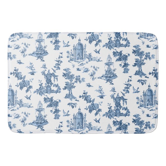 Tapis De Bain Fontaines et arbres fantastiques vintages bleu toi (Devant)