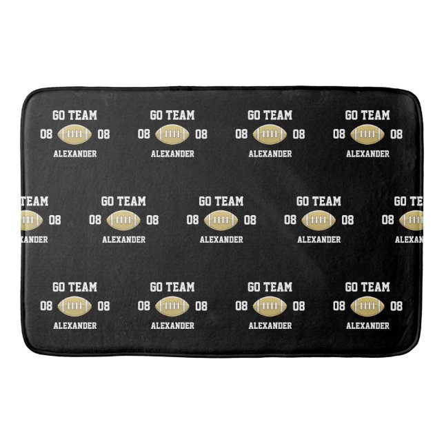 Tapis De Bain Football Nom du monogramme personnalisé Go (Devant)