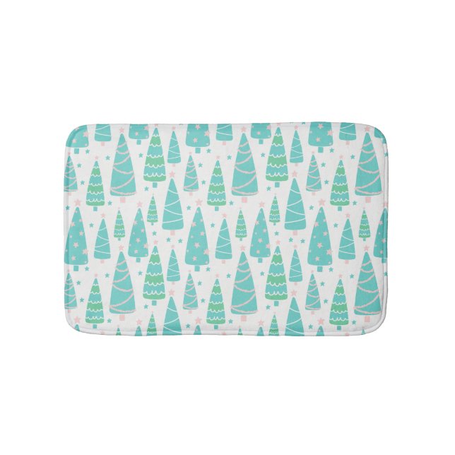 Tapis De Bain Forêt de sapins de Noël Pastel (Devant)