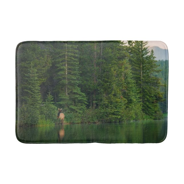 Tapis De Bain Forêt | Elk au parc national Banff Alberta (Devant)