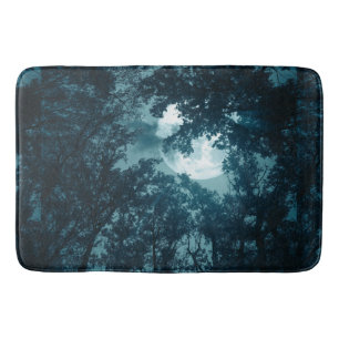 Tapis De Bain Forêt nocturne enchantée avec pleine lune