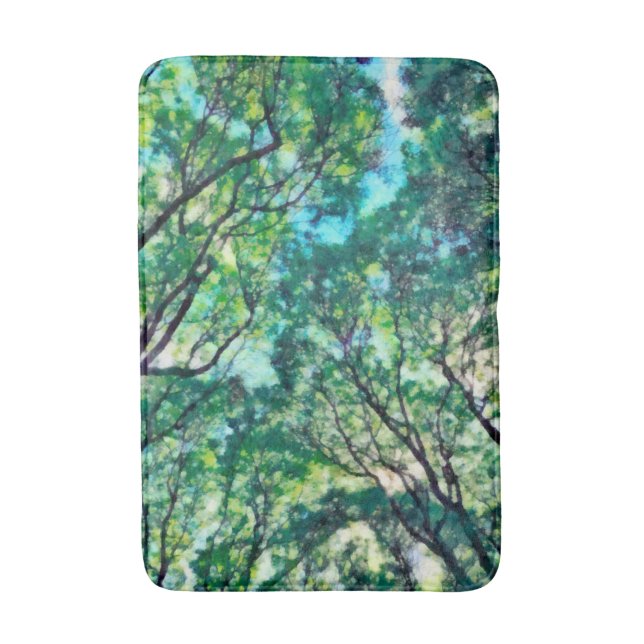 Tapis De Bain Forêt verte Watercolor (Devant (Vertical))