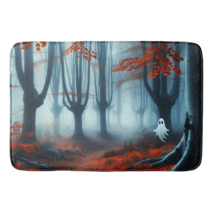 Tapis De Bain Forêts éffrayantes d'automne avec un fantôme