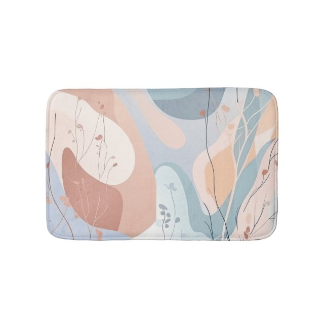 Tapis De Bain Formes Abstraites à la décoration florale (Devant)