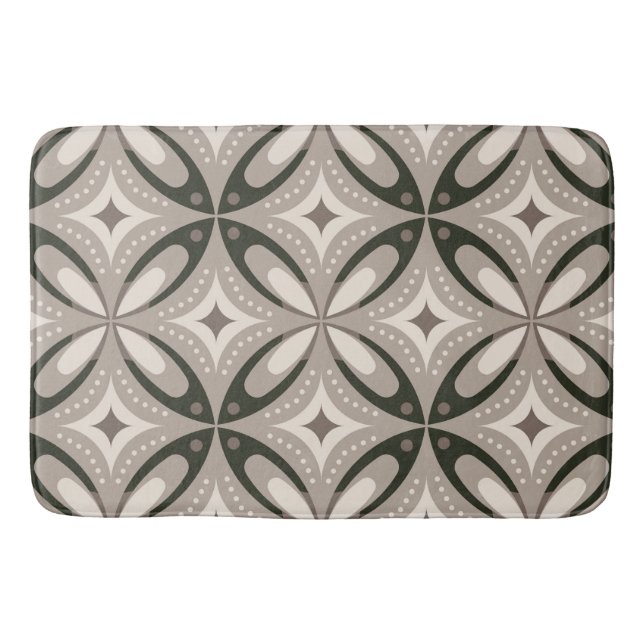 Tapis De Bain Formes circulaires rétro beige et marron (Devant)