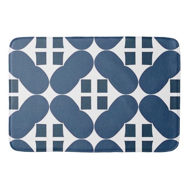 Tapis De Bain Formes géométriques bleues abstraites (Devant)