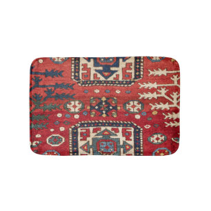 Tapis De Bain Formes géométriques rouges et perses vives 