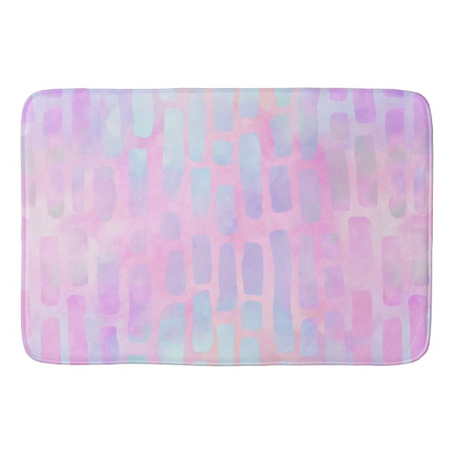 Tapis De Bain Formes rectangulaires bleues sur Arrière - plan ro (Devant)