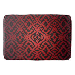 Tapis De Bain Formes tribales rouges et noires motif