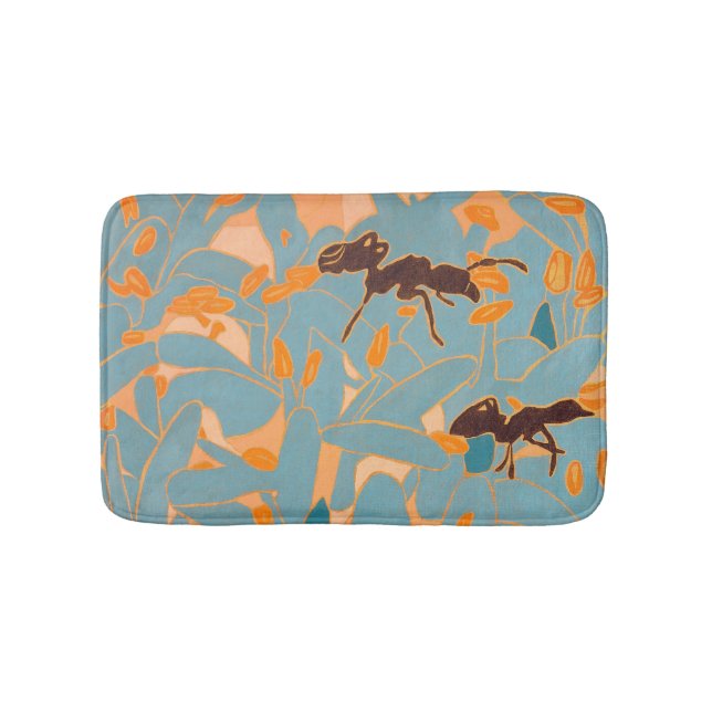 Tapis De Bain Fourmis avec fleurs bleues Flore australienne (Devant)