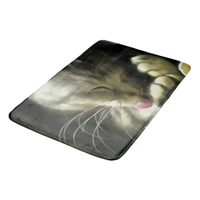 Tapis De Bain Fourrure Douce Et Douce Et Purée D'Un Chat Gris (Angle)