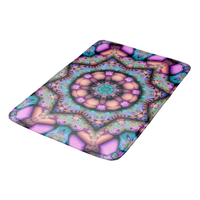 Tapis De Bain Fractal Mandala Floral Psychedelic (Angle)