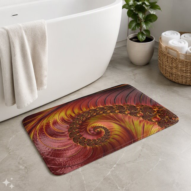Tapis De Bain Fractale Rouge Feu Abstrait (Créateur téléchargé)