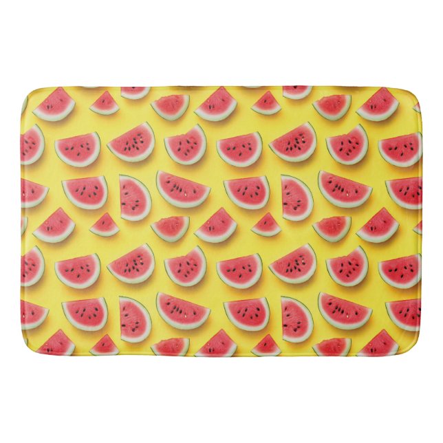 Tapis De Bain Fraîches de pastèque Motif sur Jaune (Devant)