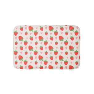Tapis De Bain Fraises et Coeurs doux Mat de bain