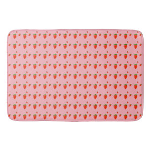 Tapis De Bain Fraises rouges sur arrière - plan rose