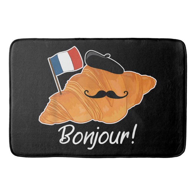 Tapis De Bain Français Croissant Lover France Drapeau Francophil (Devant)