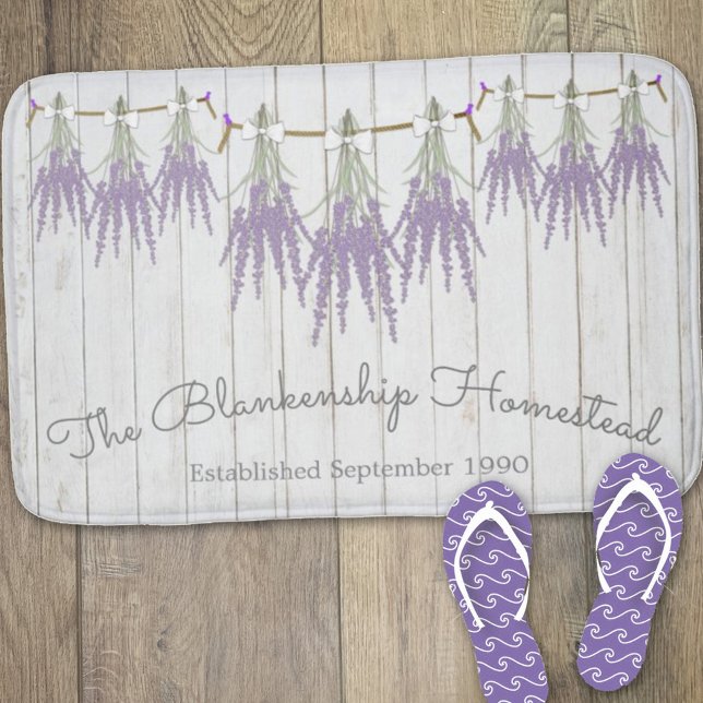 Tapis De Bain Français Farmhouse Lavender Bundles White Bow (Créateur téléchargé)