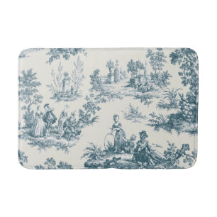 Tapis De Bain Français toile de jouy sage vert élégant