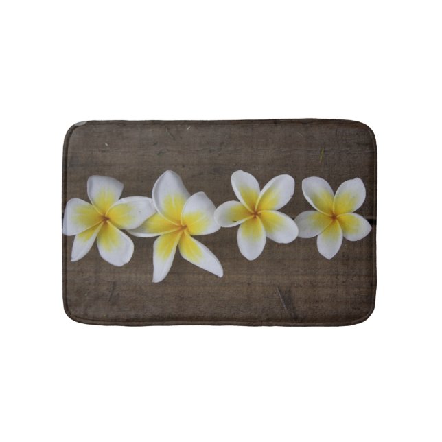 Tapis De Bain Frangipanis Plumeria sur le bois rustique (Devant)