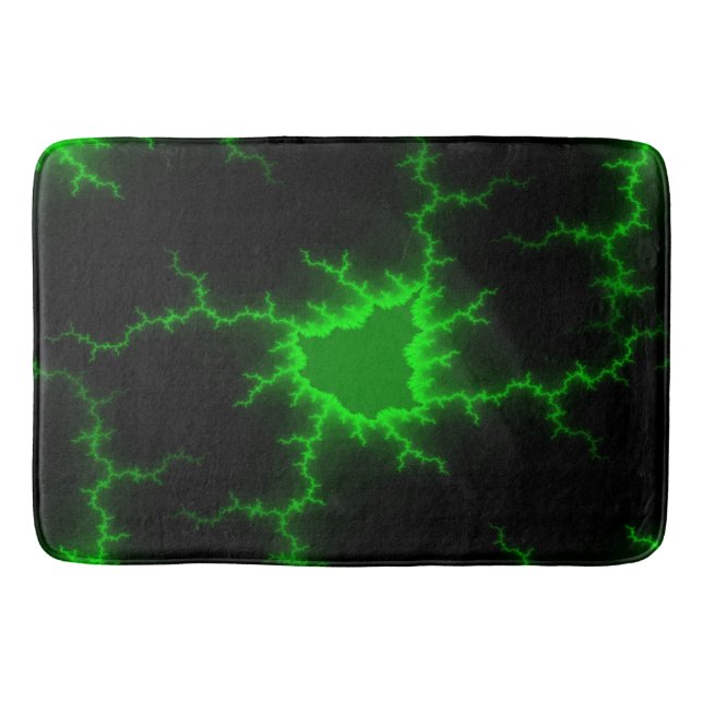 Tapis De Bain Frappes de foudre verte Alien en Pitch noir (Devant)