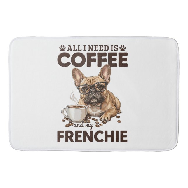 Tapis De Bain French Bulldog Coffee Frenchie Dog (Devant)