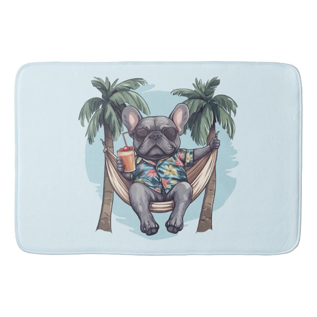 Tapis De Bain French Bulldog In Hawaiian Top (Devant)