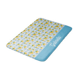 Tapis De Bain French Country Lemon Blue Tile Pattern