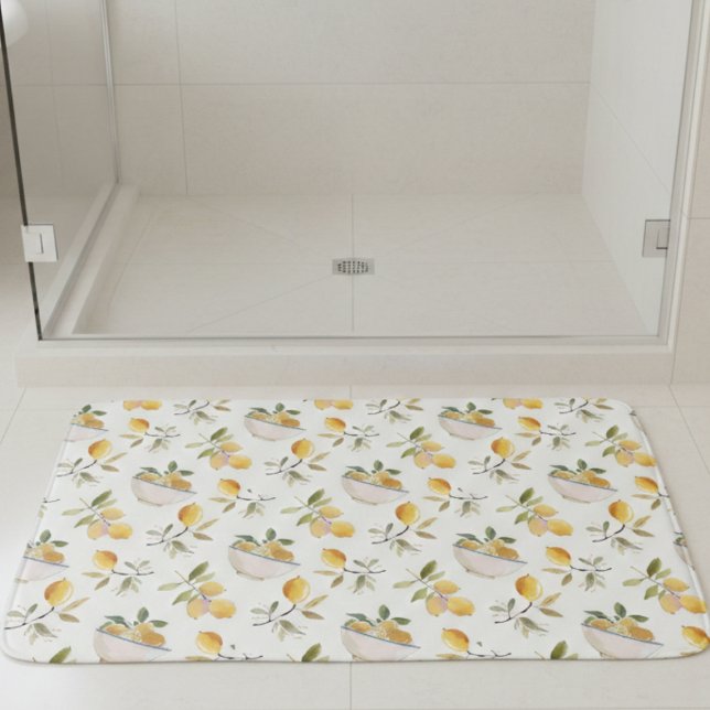 Tapis De Bain French Country Lemon Pattern Bath Mat (cute french country lemon pattern bath mat)