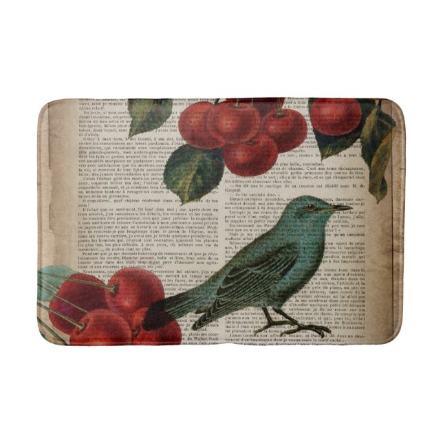 Tapis De Bain frentry bird retro botanical red cherry (Devant)
