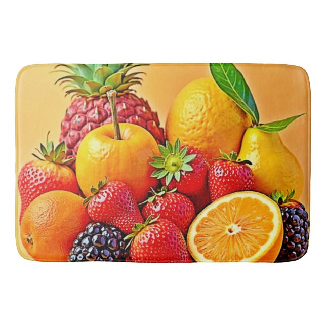 Tapis De Bain Fresh Bounty: Vibrant Fruit Harvest Design  (Devant)