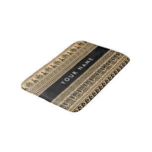 Tapis De Bain Fret grec, Clé de méandre mixte, Brown, Votre Nom